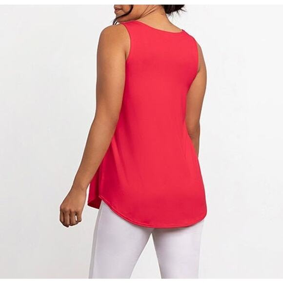 Sympli Womens Tank Top Size XL Red Bamboo Gather Tunic Style Scoop Neck NWT - Picture 3 of 4